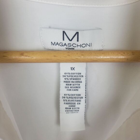 Magaschoni White Split Neck Long Sleeve Blouse Top Size 1X - Picture 6 of 7